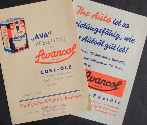 Avancol Edel-Autooel 1932 Brochure and pricelist (2738)